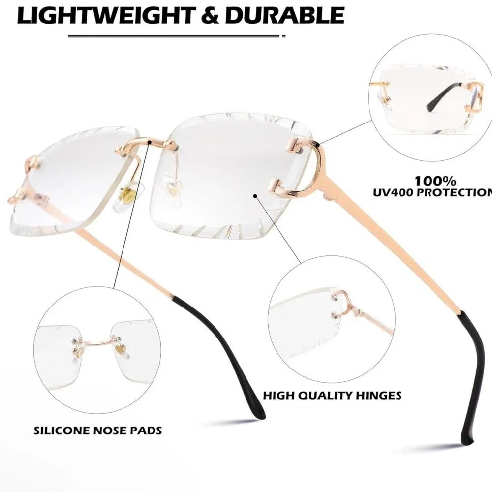 Men Sunglasses Clear Lens Eye Glasses UV Protection Trendy Hip Hop Sophisticated